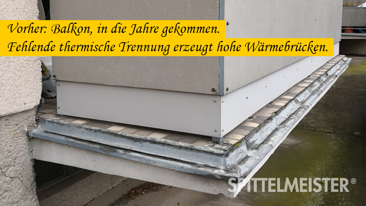 Balkon sanieren © Balkonbauer Spittelmeister Balkon sanieren. Betonplatte abgeplatzt mit Risse