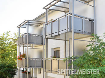 Balkondächer aus Stahl Balkon mit Katzennetz