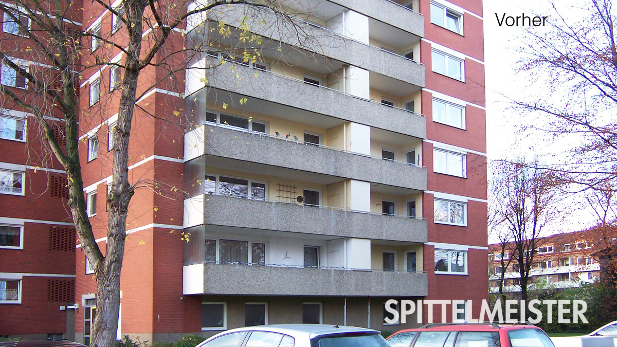 Balkone Hochhaus Münster vor der Sanierung